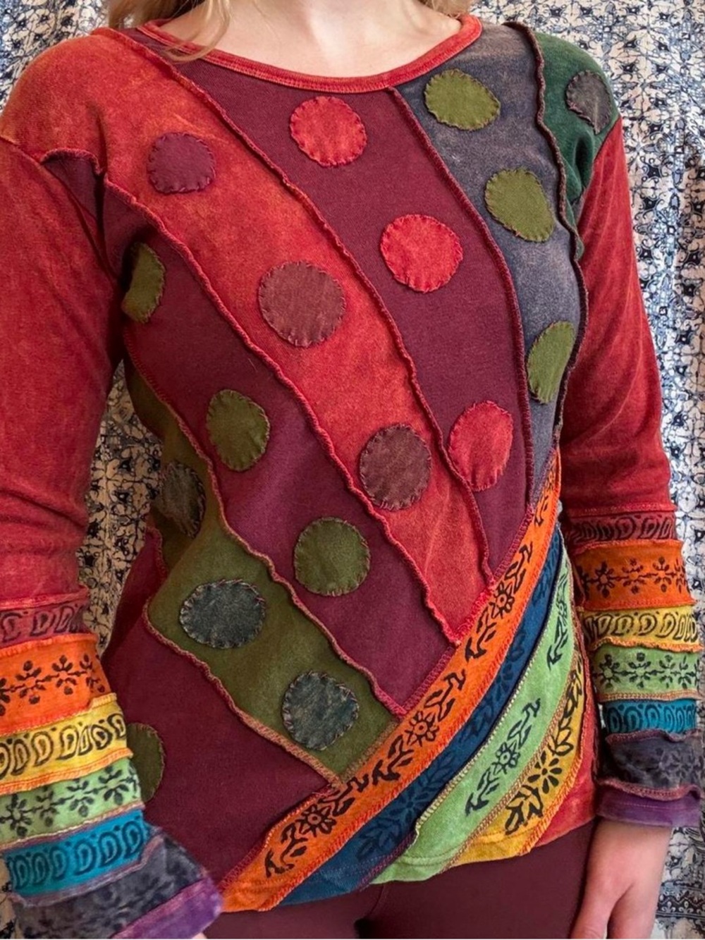 Greater Good Colorblock Patchwork Long Sleeve Top - Multicolor